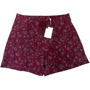 Zimmermann Boardshort Shorts Mens Size 30 Burgundy Batik Floral Swim NEW